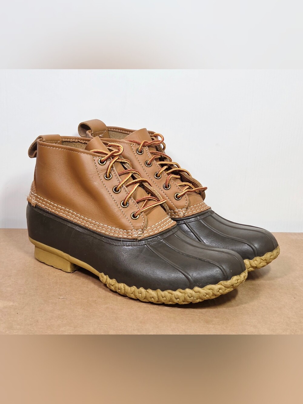 LL Bean Duck Boots Mens 9 Brown Tan 6 Inch Waterproof Rain Snow Made in Maine